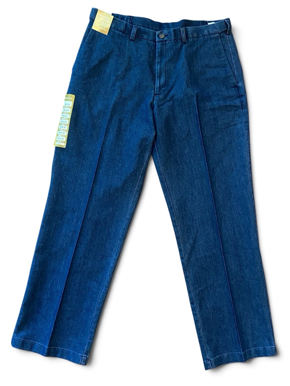 Haggar Mens Premium Stretch Denim Classic Fit Flat Front Jeans Blue 38x31 $70
